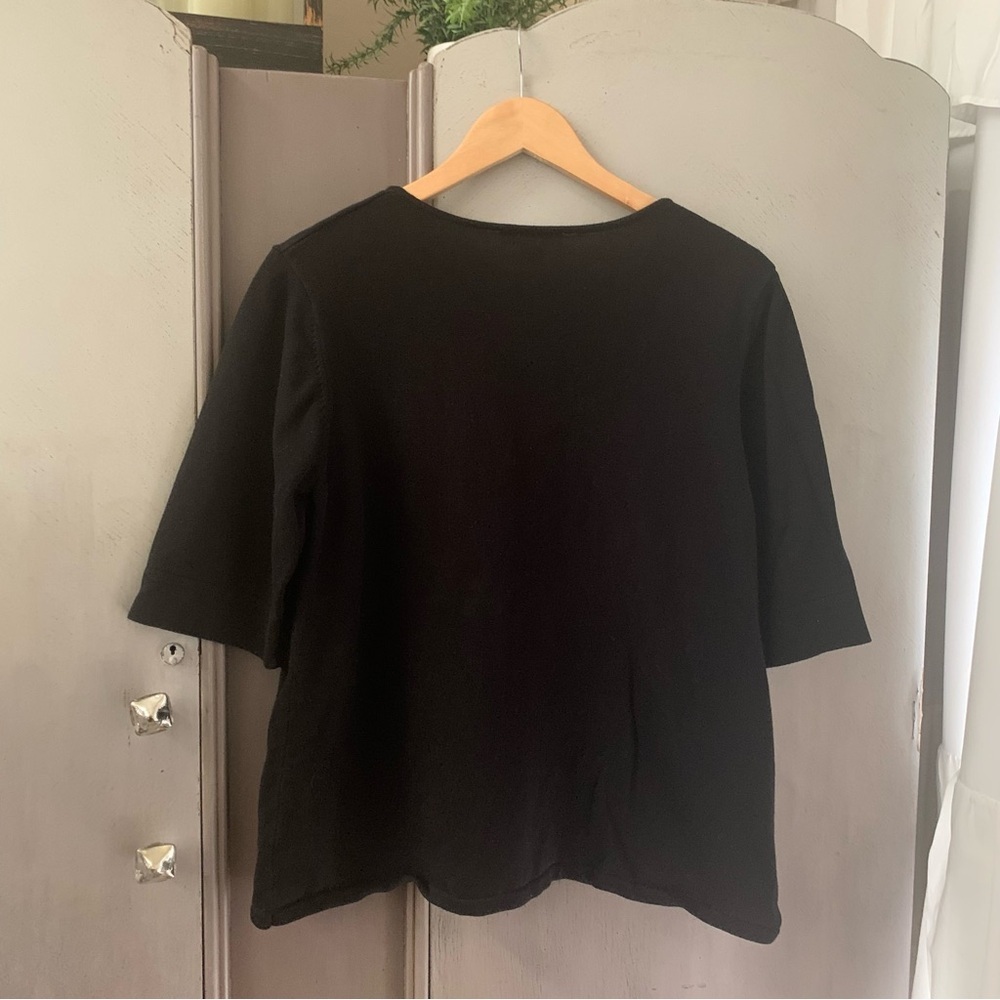 Coldwater Creek Black Zip Front Short Sleeve Top - Picture 4 of 4